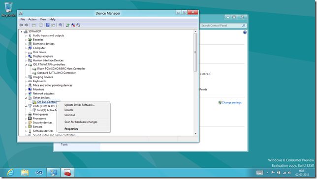 Device Manager on Windows 8